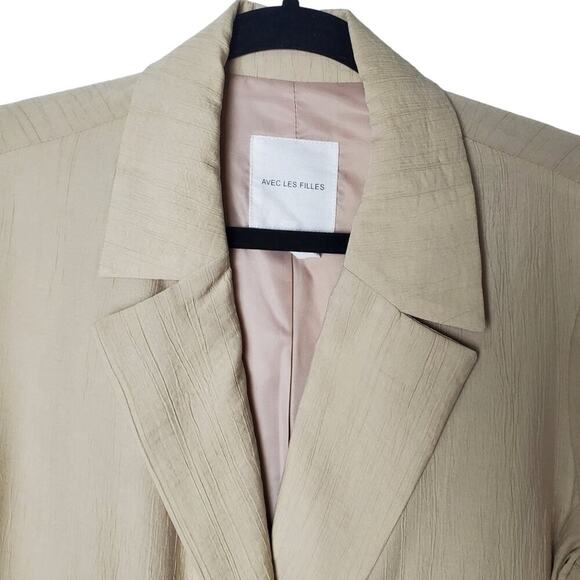 Avec Les Filles Slub Business One-Button Blazer M Casual Minimalist Office - Picture 4 of 11